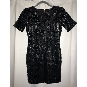 Velvet and sequin black party dress